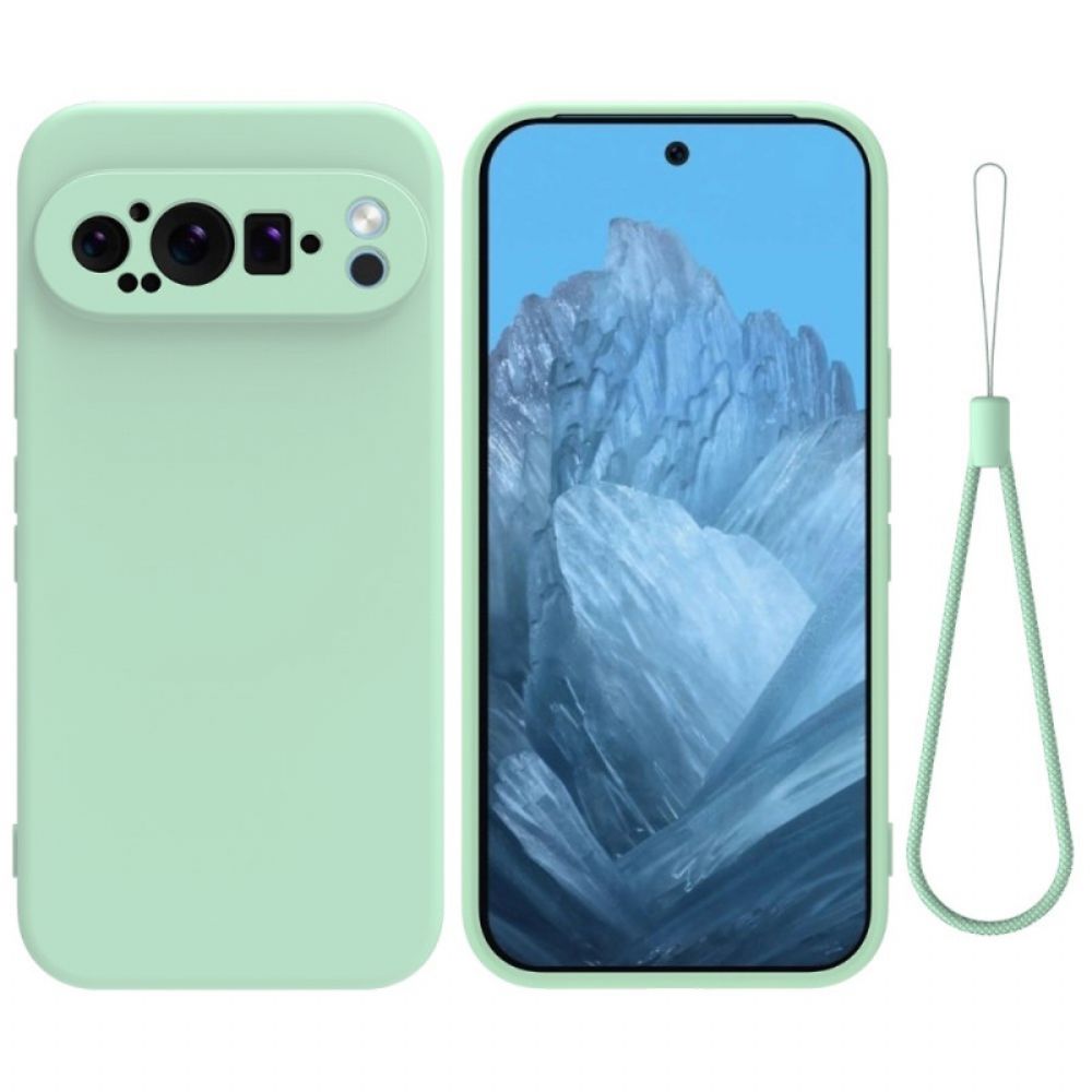 Case Hoesje Google Pixel 9 Pro Xl Telefoonhoesje Vloeibare Siliconen Band