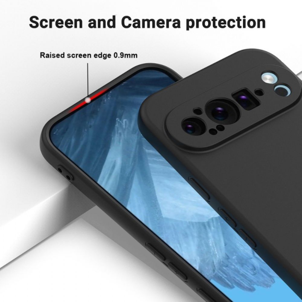 Case Hoesje Google Pixel 9 Pro Xl Telefoonhoesje Vloeibare Siliconen Band