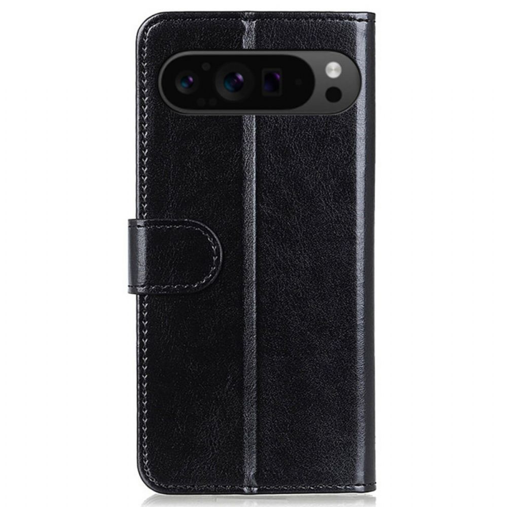 Flip Case Leren Google Pixel 9 Pro Xl Imitatie Lakleer