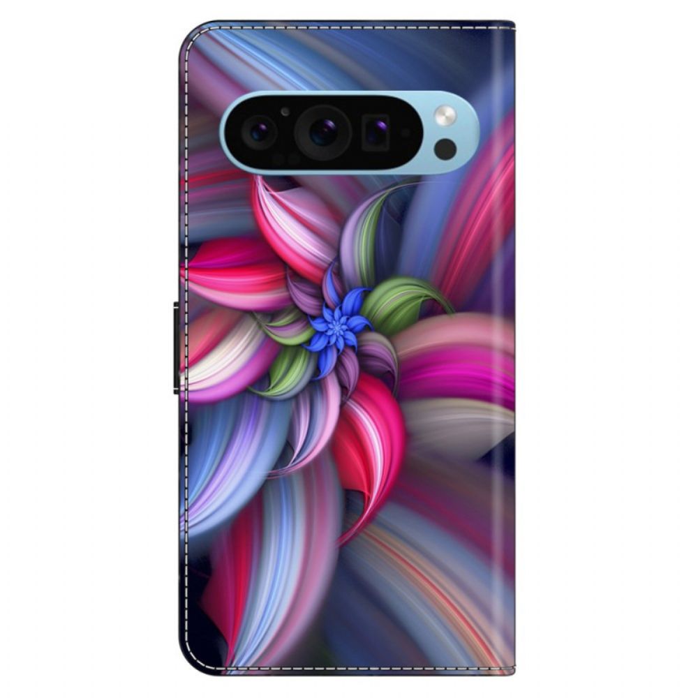 Flip Case Leren Google Pixel 9 Pro Xl Kleurrijke Bloemen