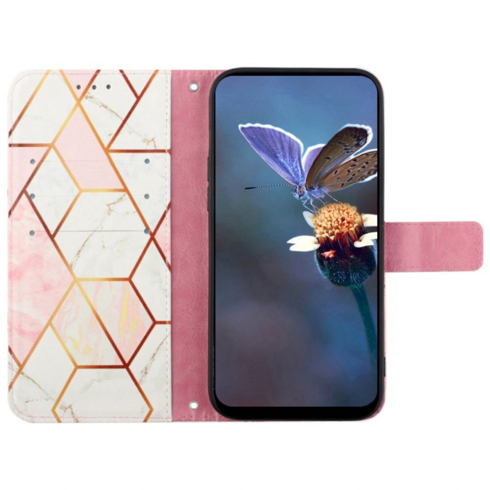 Leren Hoesje Google Pixel 9 Pro Xl Marmer Met Schouderband