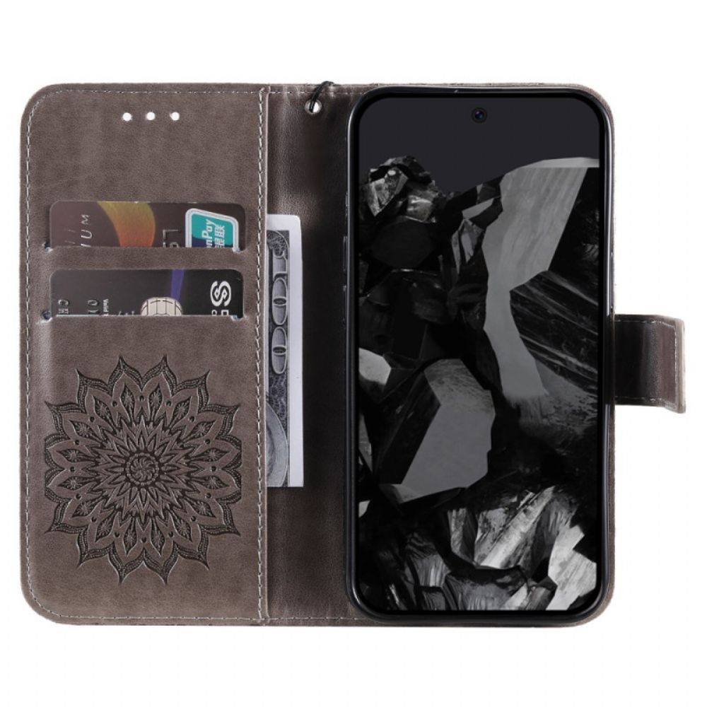 Leren Hoesje Google Pixel 9 Pro Xl Zonne-mandala Met Riem Bescherming Hoesje