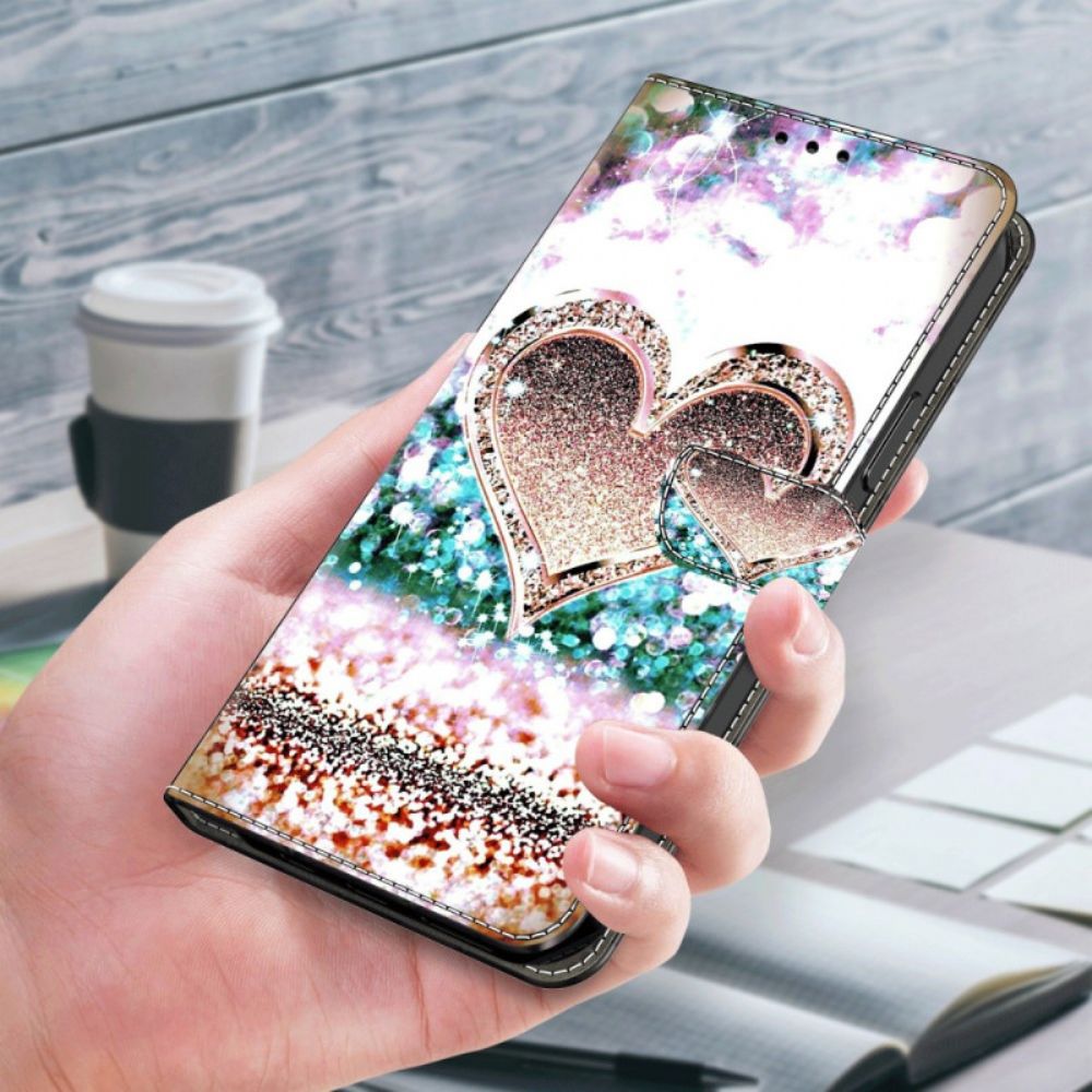 Leren Hoesje Voor Google Pixel 9 Pro Xl Roze Diamanten Hart