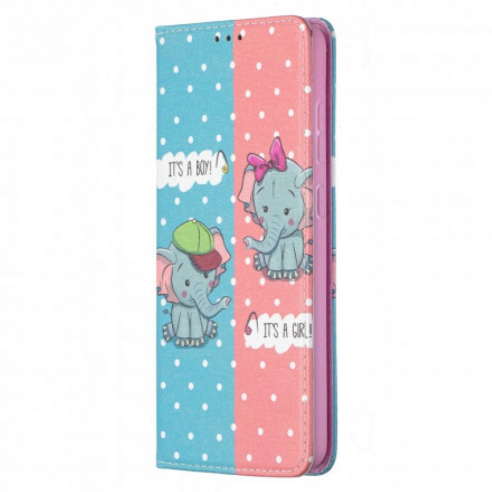 Bescherming Hoesje voor Samsung Galaxy A72 4G / 5G Folio-hoesje Baby Olifanten