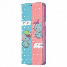 Bescherming Hoesje voor Samsung Galaxy A72 4G / 5G Folio-hoesje Baby Olifanten