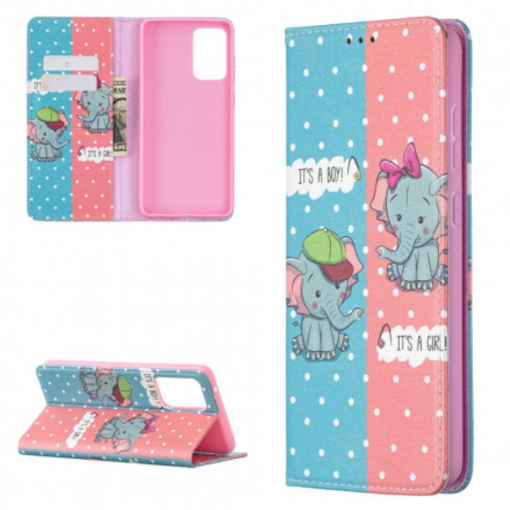 Bescherming Hoesje voor Samsung Galaxy A72 4G / 5G Folio-hoesje Baby Olifanten