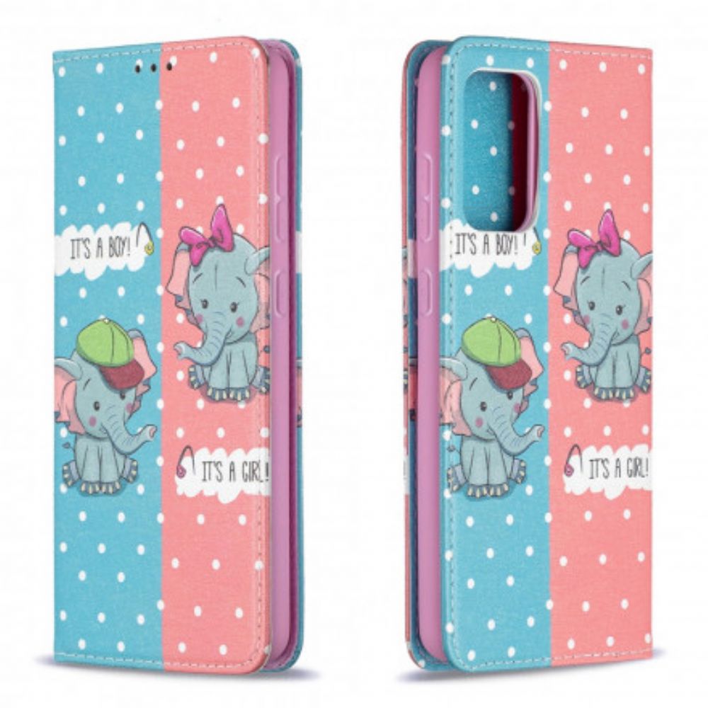 Bescherming Hoesje voor Samsung Galaxy A72 4G / 5G Folio-hoesje Baby Olifanten