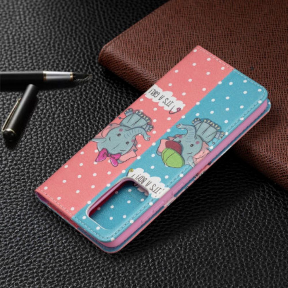 Bescherming Hoesje voor Samsung Galaxy A72 4G / 5G Folio-hoesje Baby Olifanten