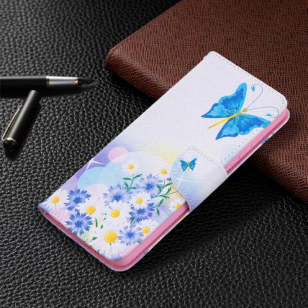 Folio-hoesje voor Samsung Galaxy A72 4G / 5G Geschilderde Vlinders En Bloemen