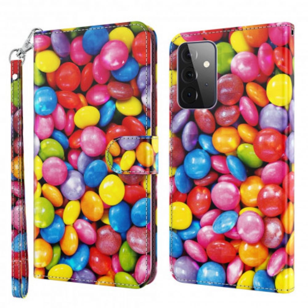 Folio-hoesje voor Samsung Galaxy A72 4G / 5G Licht Spot Snoep Met Lanyard