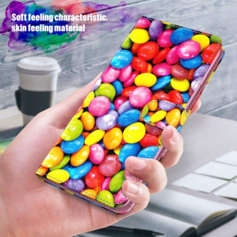 Folio-hoesje voor Samsung Galaxy A72 4G / 5G Licht Spot Snoep Met Lanyard