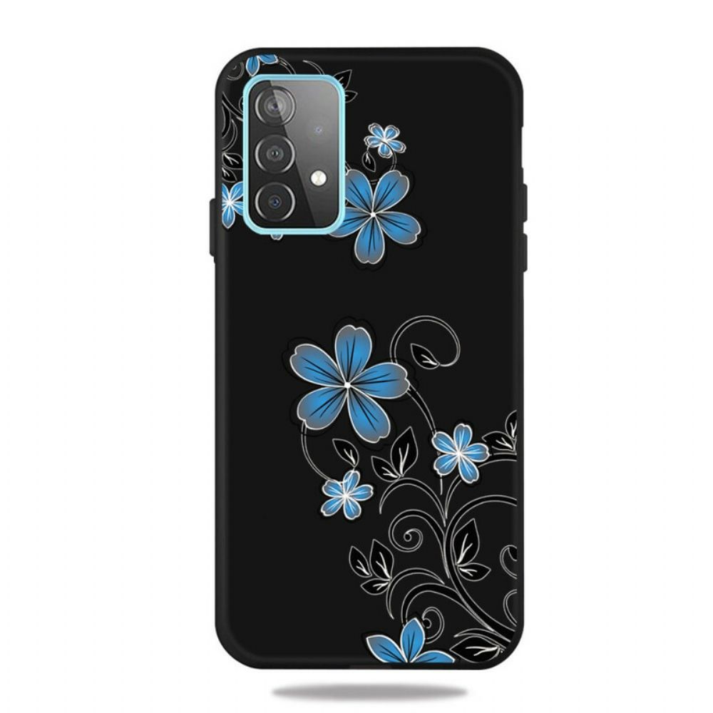 Hoesje voor Samsung Galaxy A72 4G / 5G Blauwe Bloemen