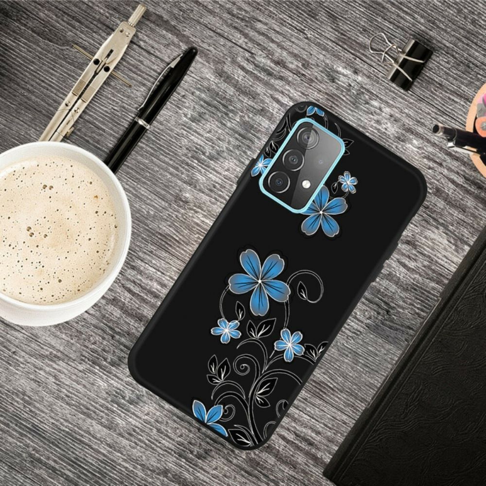 Hoesje voor Samsung Galaxy A72 4G / 5G Blauwe Bloemen