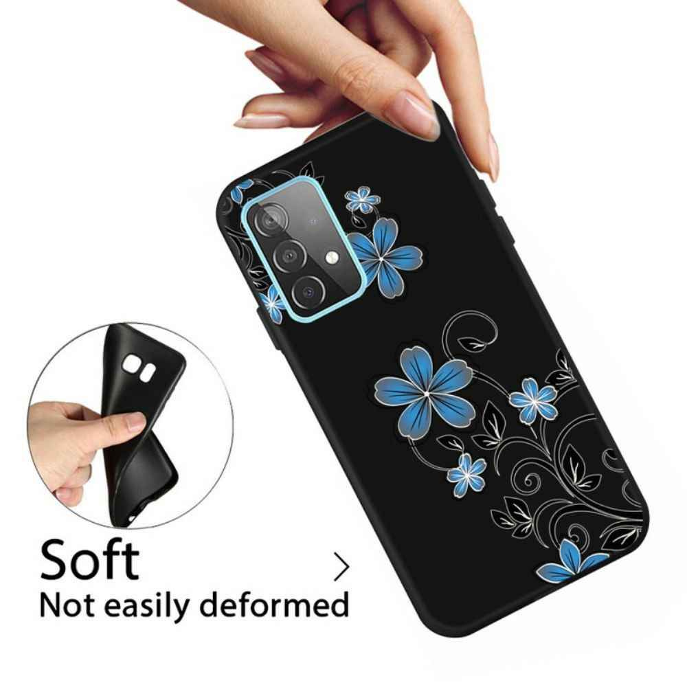 Hoesje voor Samsung Galaxy A72 4G / 5G Blauwe Bloemen