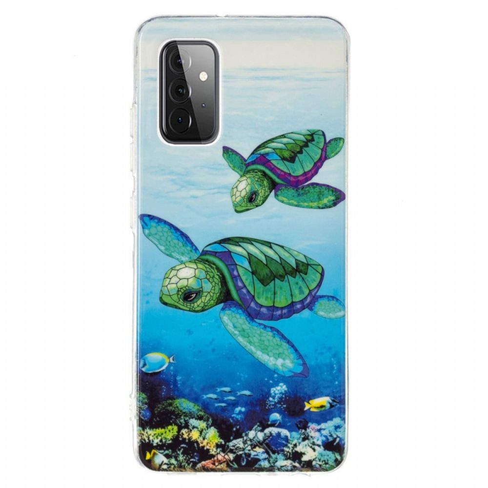 Hoesje voor Samsung Galaxy A72 4G / 5G Fluorescerende Schildpadden