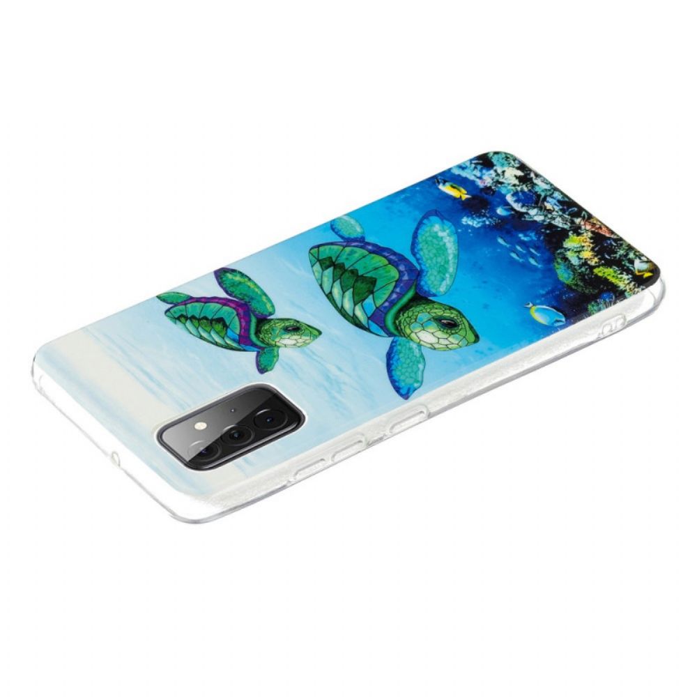 Hoesje voor Samsung Galaxy A72 4G / 5G Fluorescerende Schildpadden