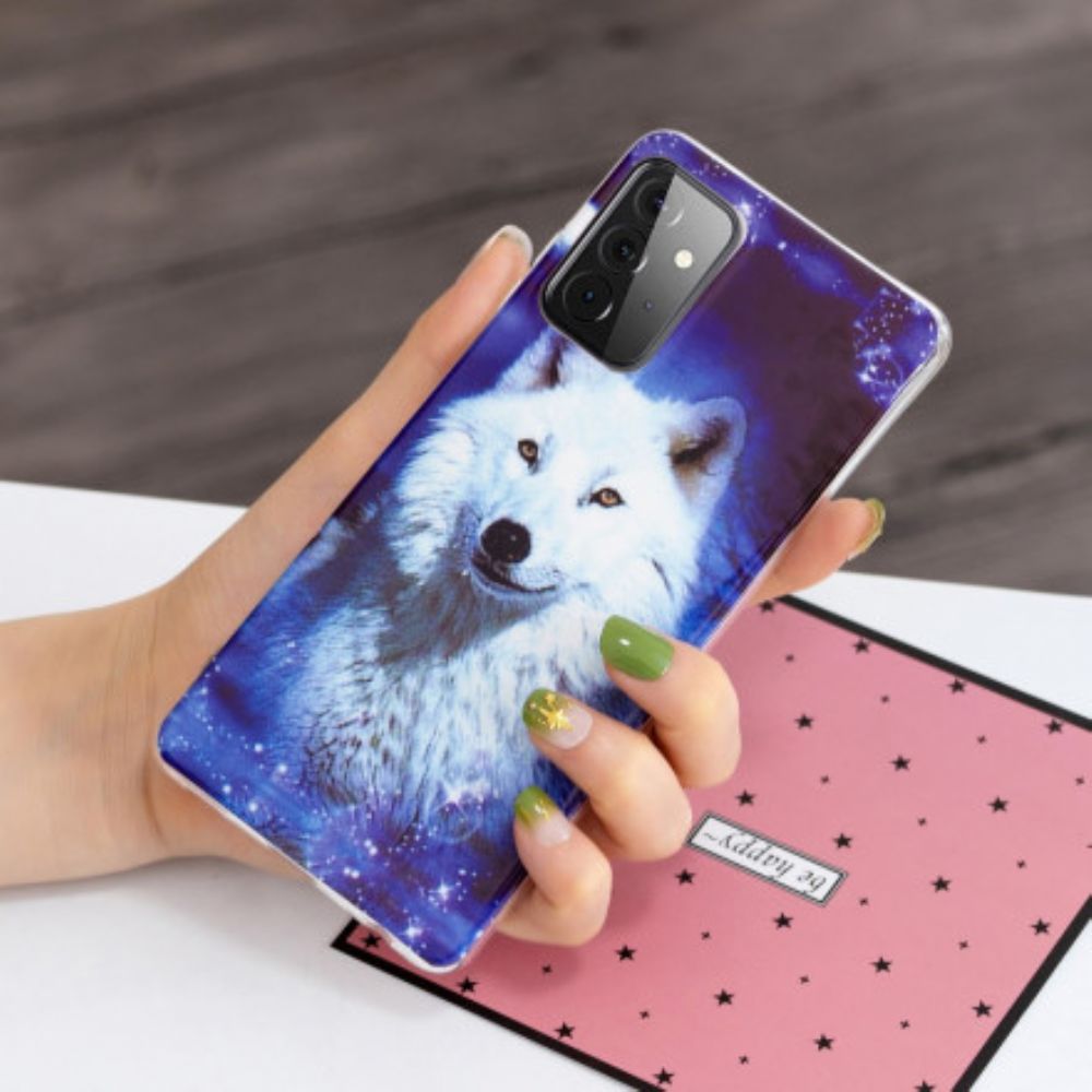 Hoesje voor Samsung Galaxy A72 4G / 5G Fluorescerende Wolf-serie