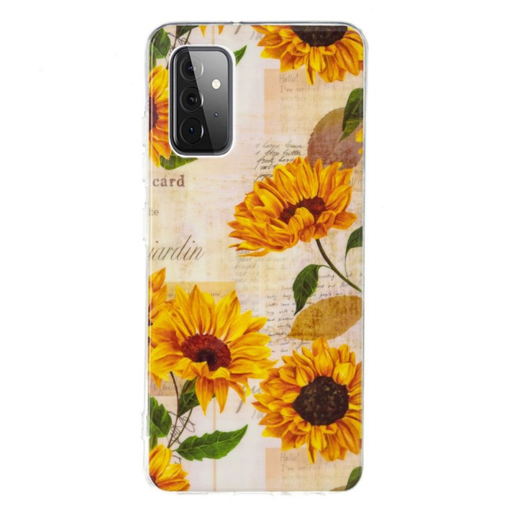 Hoesje voor Samsung Galaxy A72 4G / 5G Fluorescerende Zonnebloemen