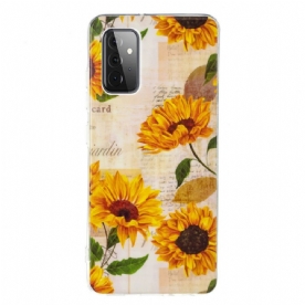 Hoesje voor Samsung Galaxy A72 4G / 5G Fluorescerende Zonnebloemen