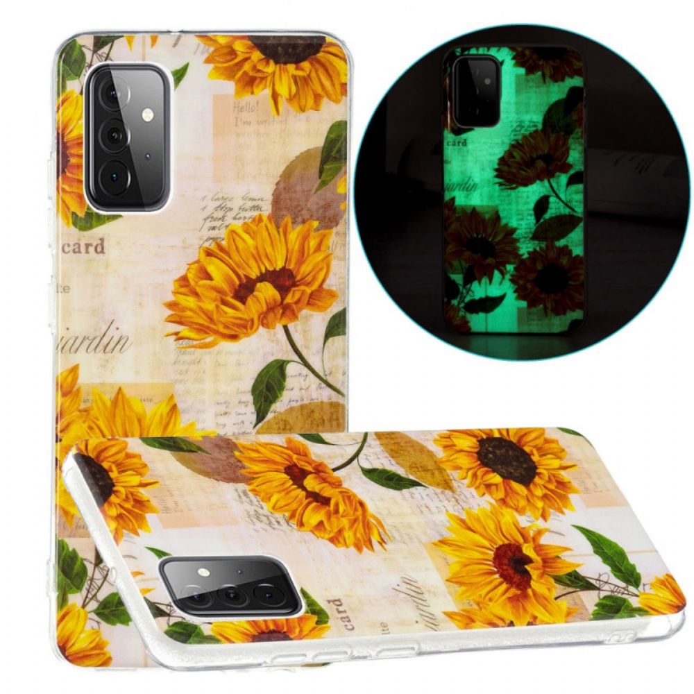 Hoesje voor Samsung Galaxy A72 4G / 5G Fluorescerende Zonnebloemen