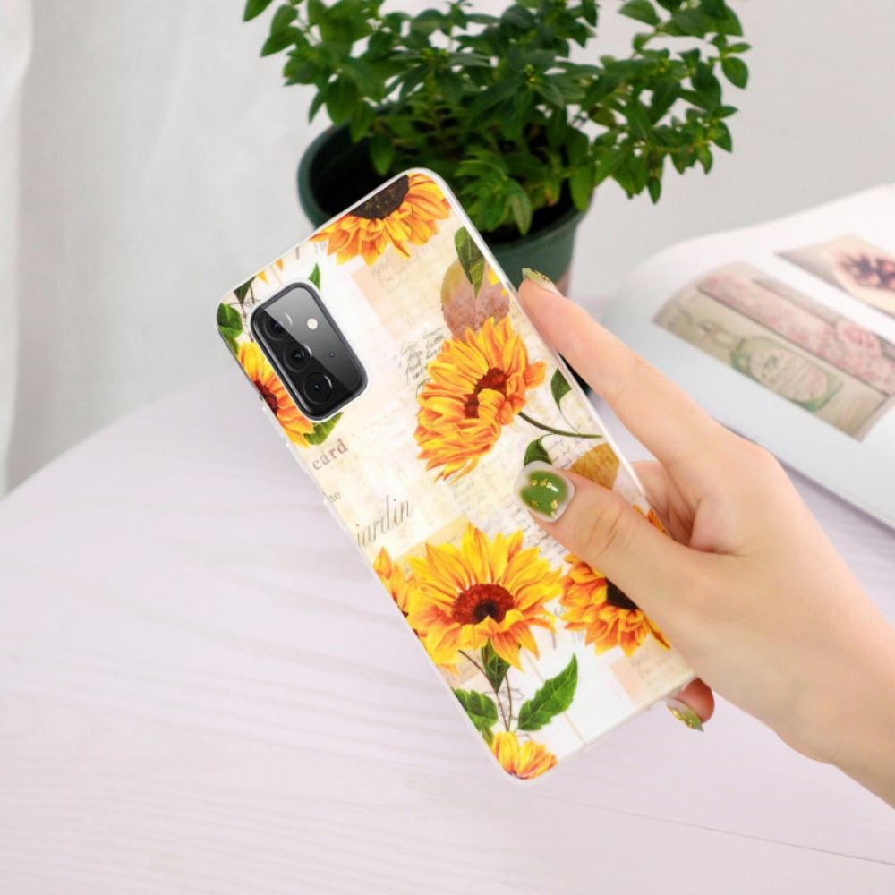 Hoesje voor Samsung Galaxy A72 4G / 5G Fluorescerende Zonnebloemen