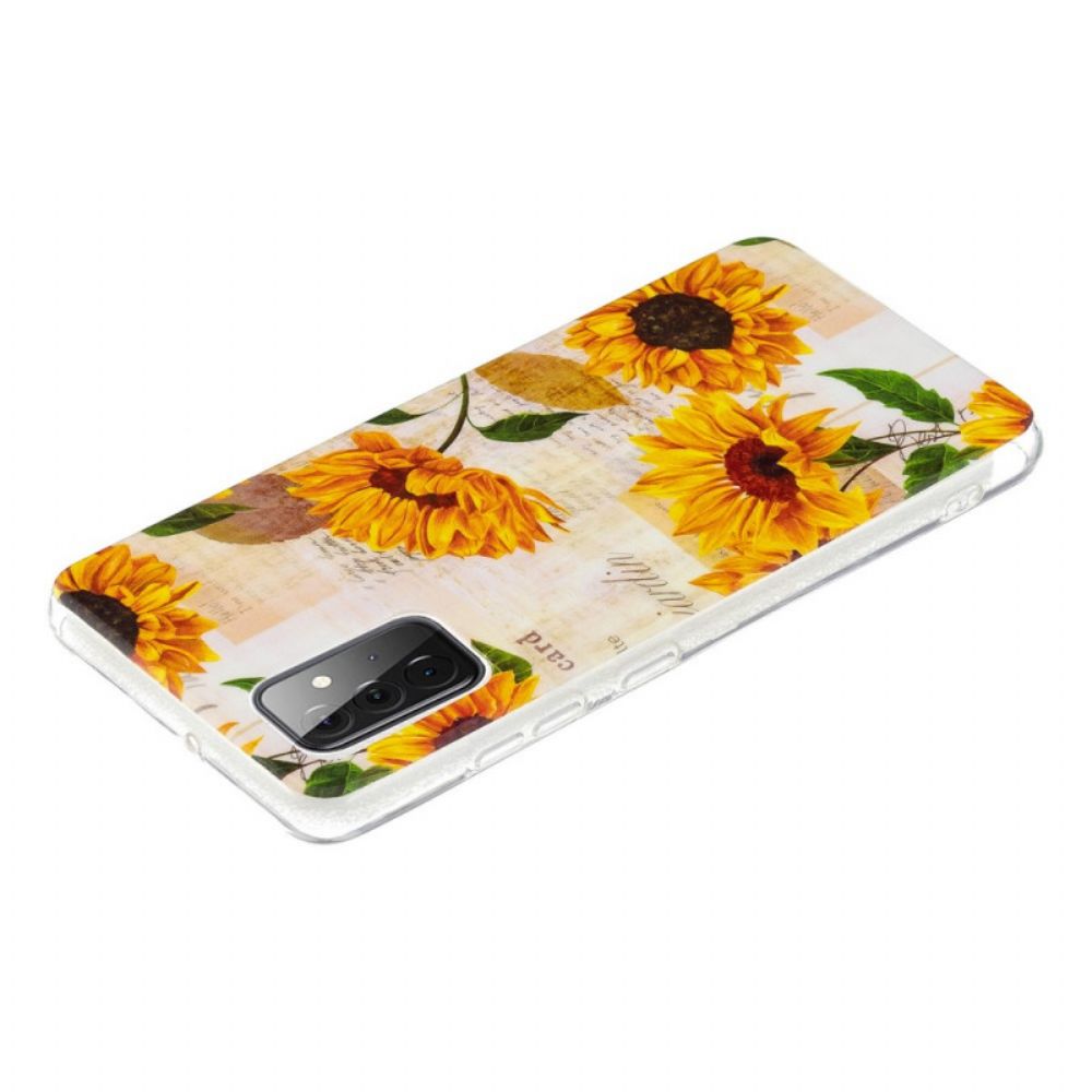 Hoesje voor Samsung Galaxy A72 4G / 5G Fluorescerende Zonnebloemen