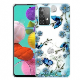 Hoesje voor Samsung Galaxy A72 4G / 5G Retro Vlinders En Bloemen