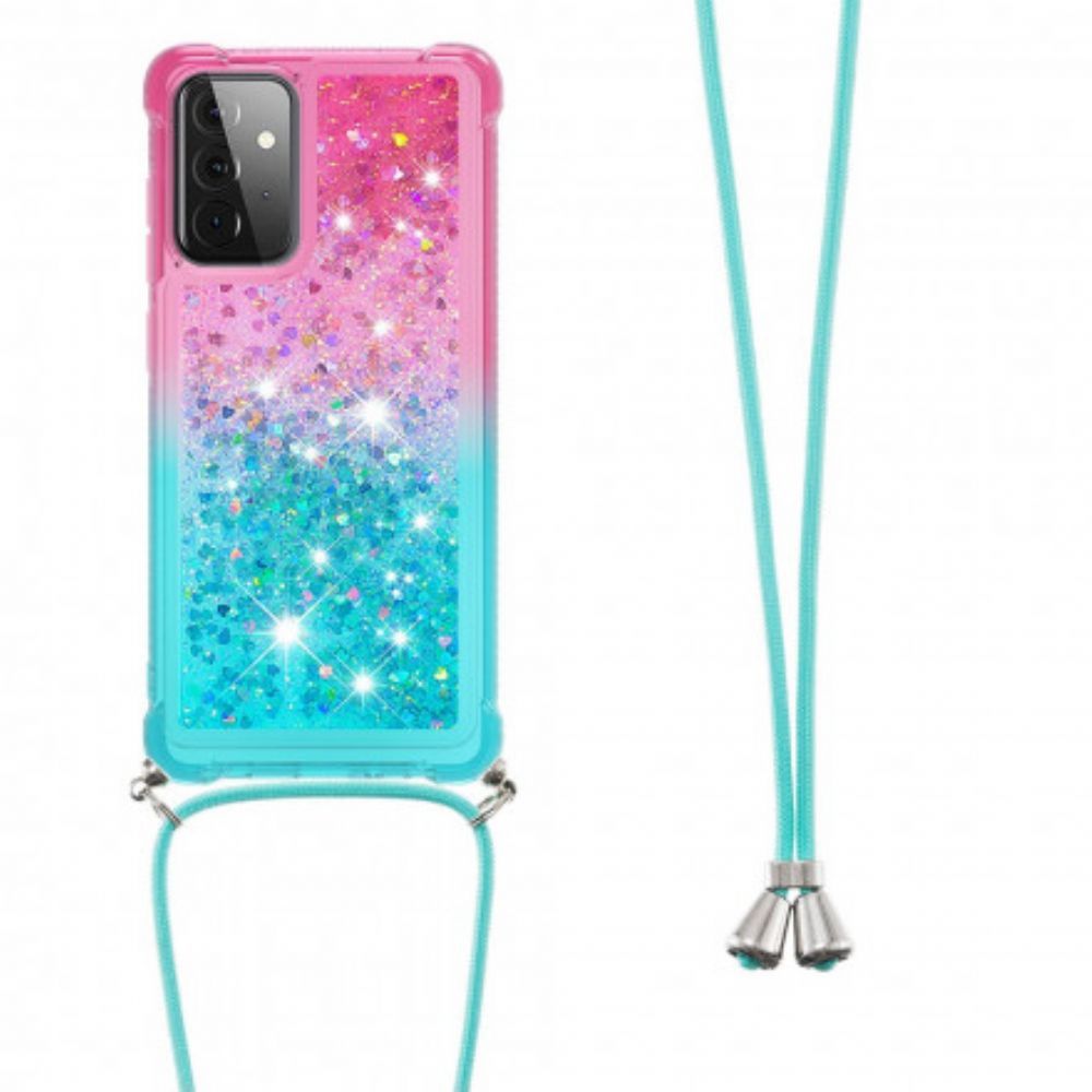 Hoesje voor Samsung Galaxy A72 4G / 5G Siliconen Glitter En Koord