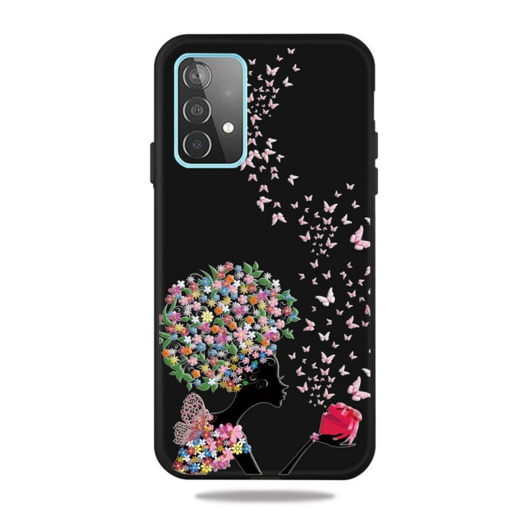 Hoesje voor Samsung Galaxy A72 4G / 5G Vrouw Met Bloemhoofd