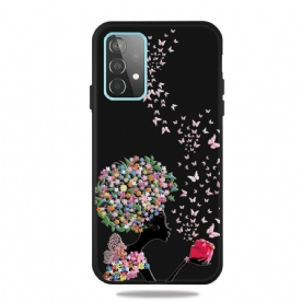 Hoesje voor Samsung Galaxy A72 4G / 5G Vrouw Met Bloemhoofd