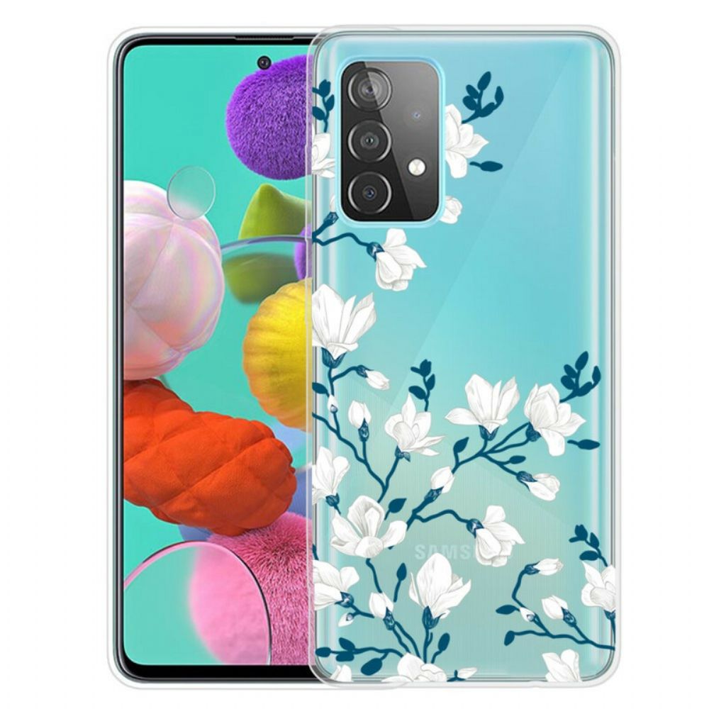 Hoesje voor Samsung Galaxy A72 4G / 5G Witte Bloemen