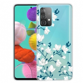 Hoesje voor Samsung Galaxy A72 4G / 5G Witte Bloemen