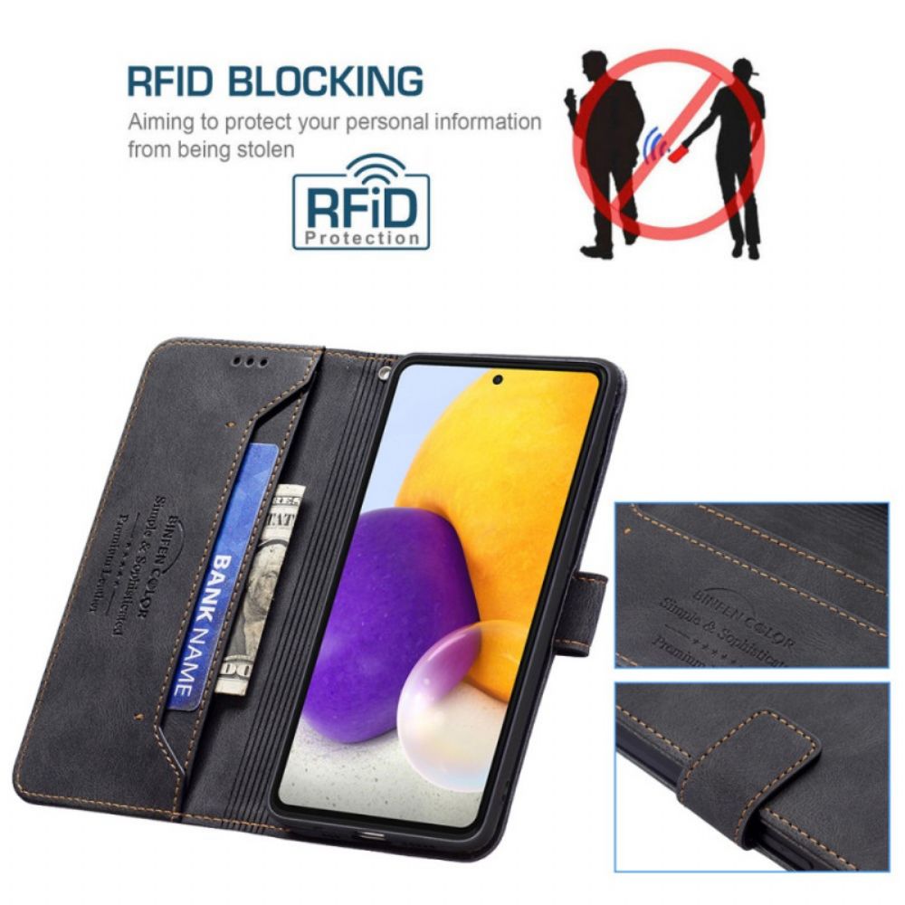 Leren Hoesje voor Samsung Galaxy A72 4G / 5G Rfid Binfen-kleur