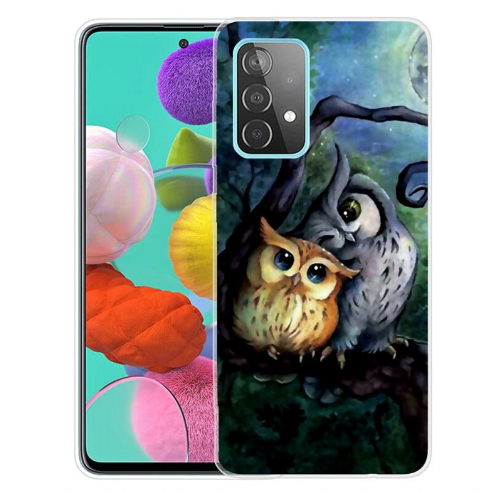 Telefoonhoesje voor Samsung Galaxy A72 4G / 5G Uil Schilderij