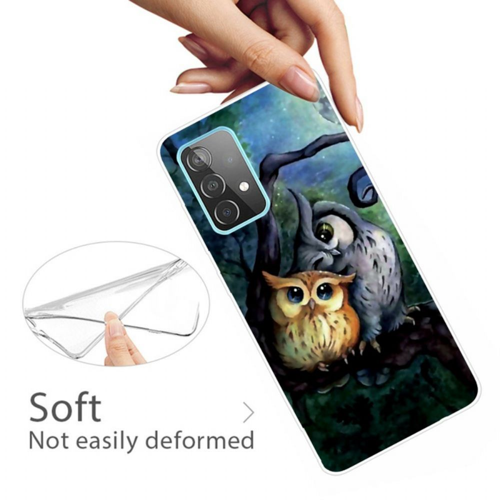 Telefoonhoesje voor Samsung Galaxy A72 4G / 5G Uil Schilderij