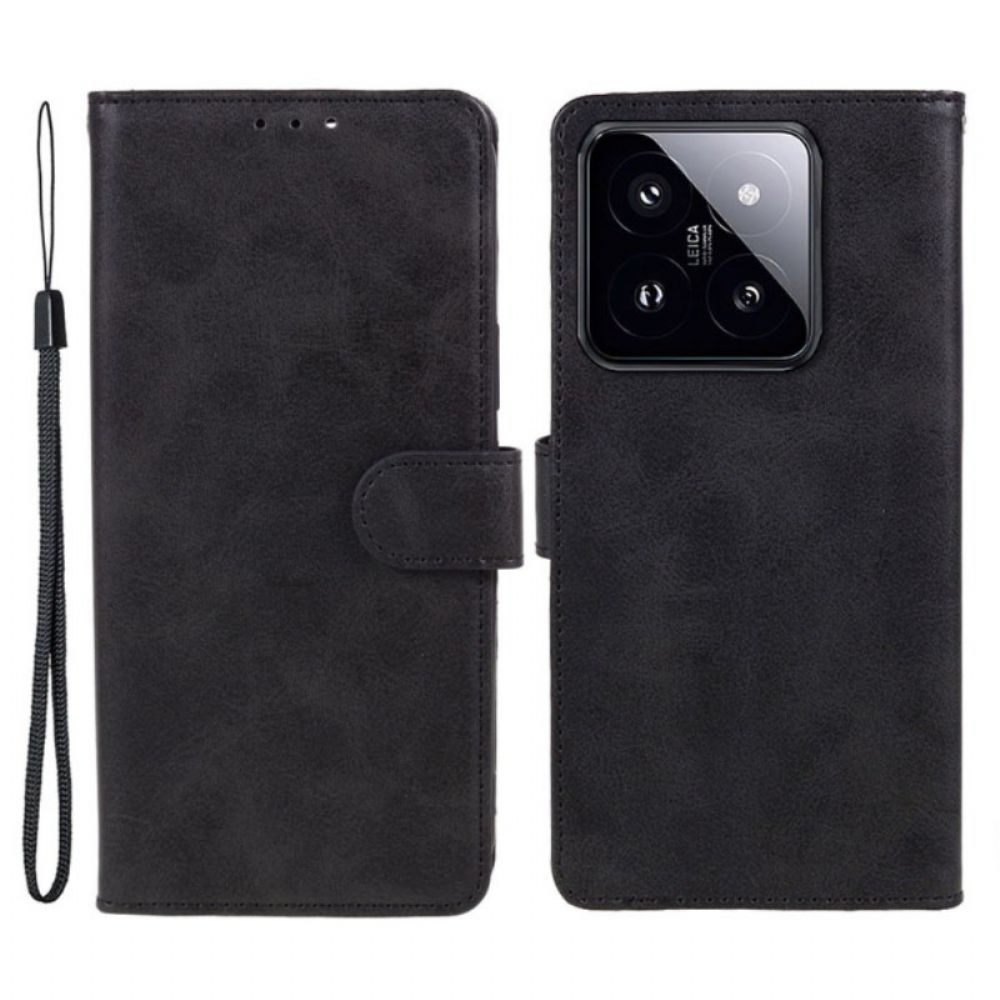 Flip Case Leren Xiaomi 14 Pro Ledereffect Met Riem