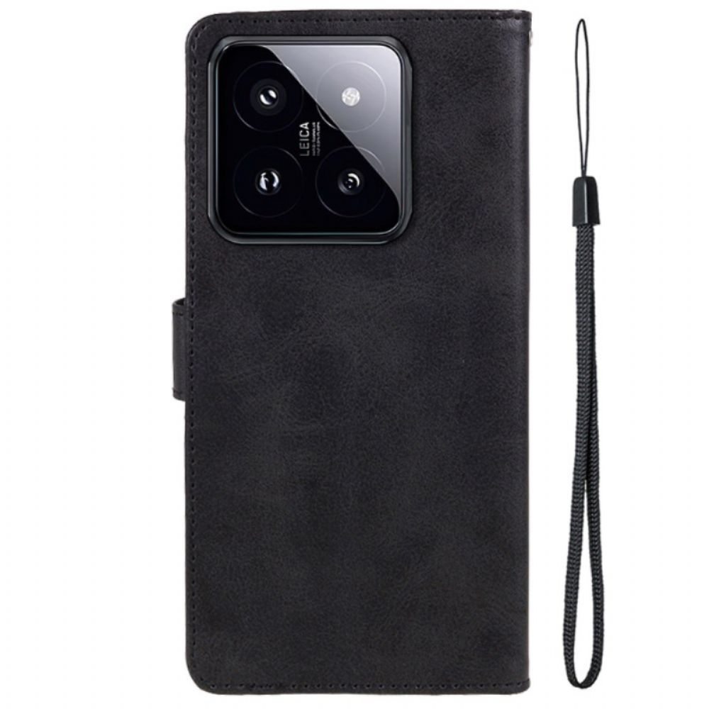 Flip Case Leren Xiaomi 14 Pro Ledereffect Met Riem