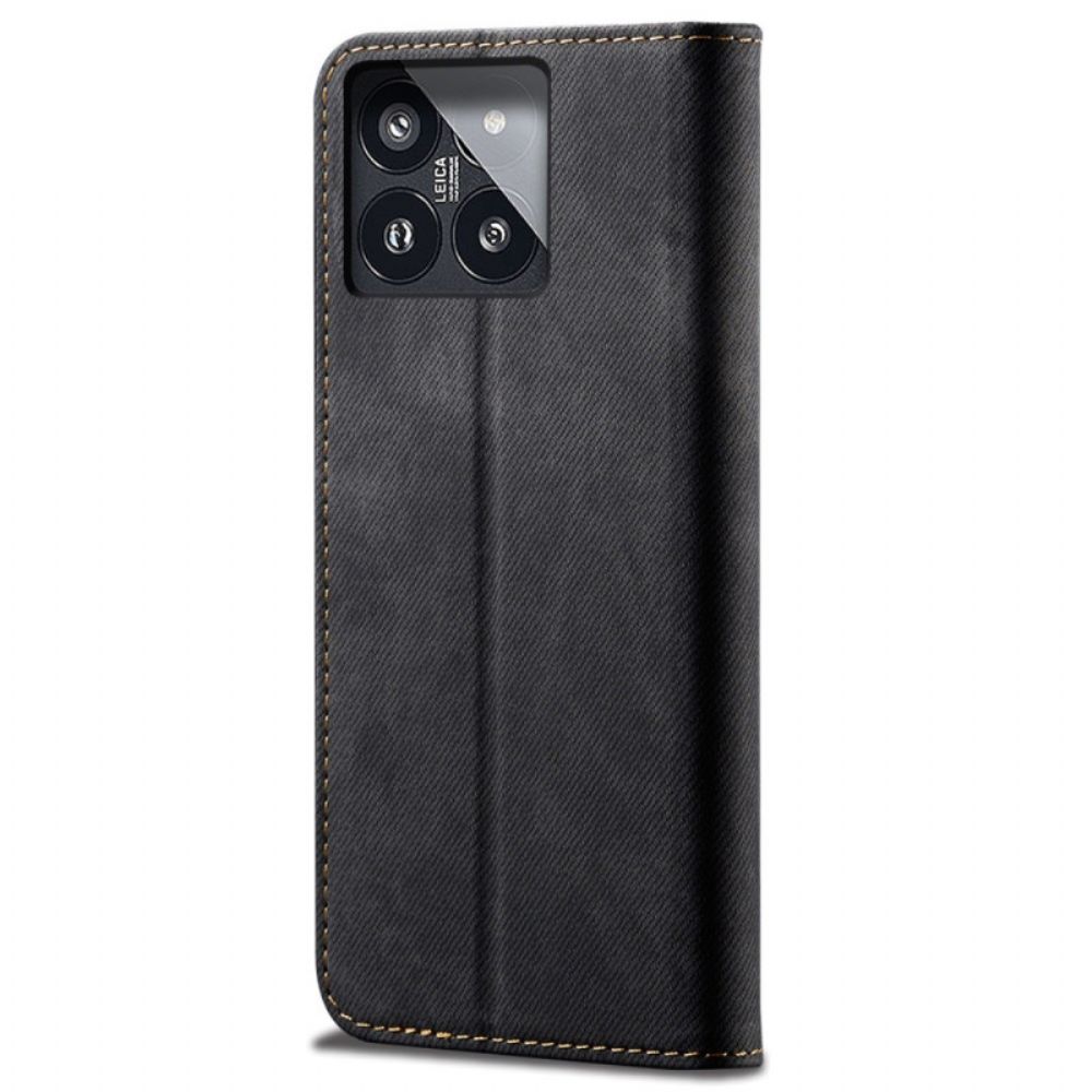 Folio-hoesje Xiaomi 14 Pro Jeansstof Bescherming Hoesje