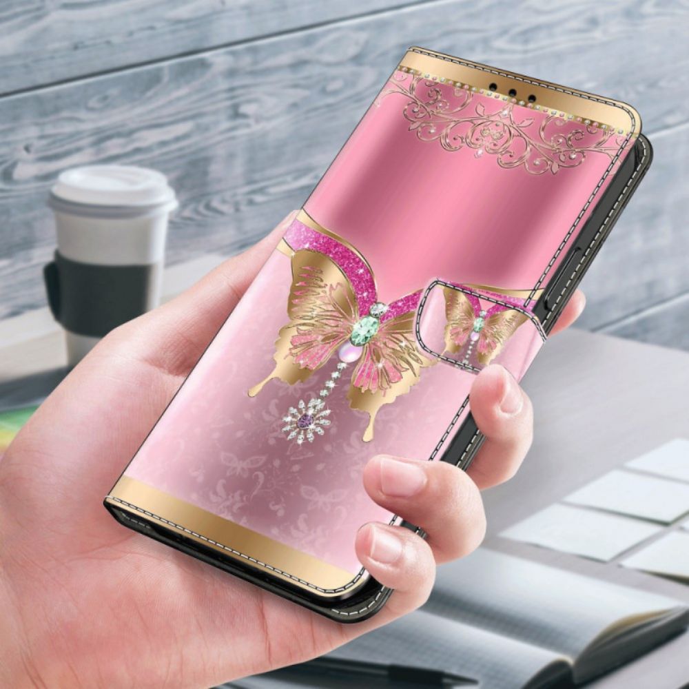 Folio-hoesje Xiaomi 14 Pro Roze En Gouden Vlinder