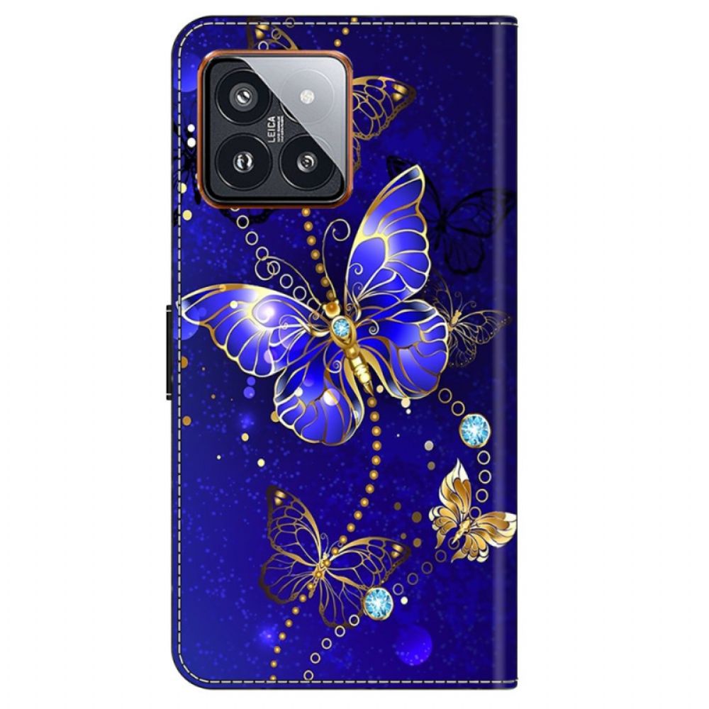 Folio-hoesje Xiaomi 14 Pro Telefoonhoesje Diamantvlinders