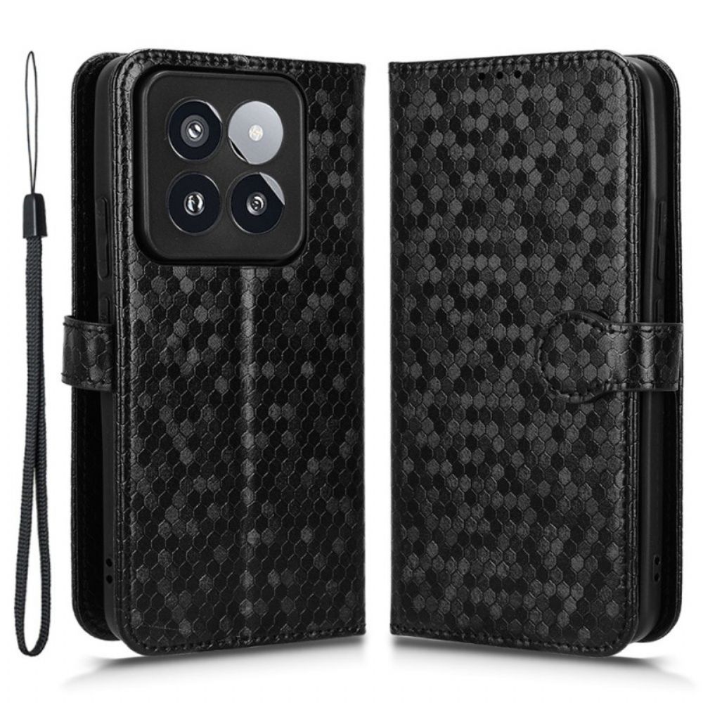 Folio-hoesje Xiaomi 14 Pro Telefoonhoesje Glanzende Stippelband