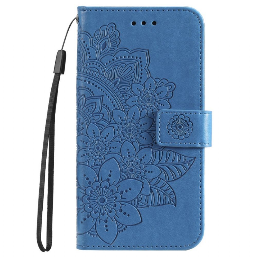 Leren Hoesje Voor Xiaomi 14 Pro Bloemmotief Met Riempje