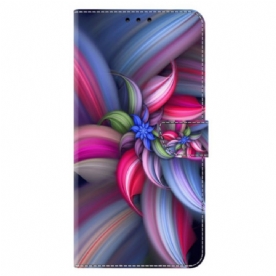 Leren Hoesje Voor Xiaomi 14 Pro Kleurrijke Bloemen