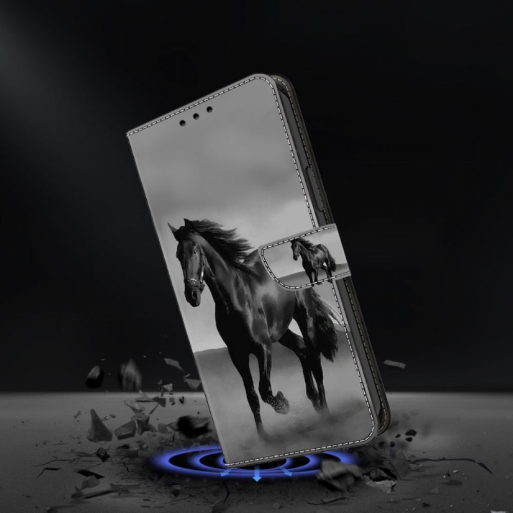 Leren Hoesje Xiaomi 14 Pro Zwart Paard Bescherming Hoesje