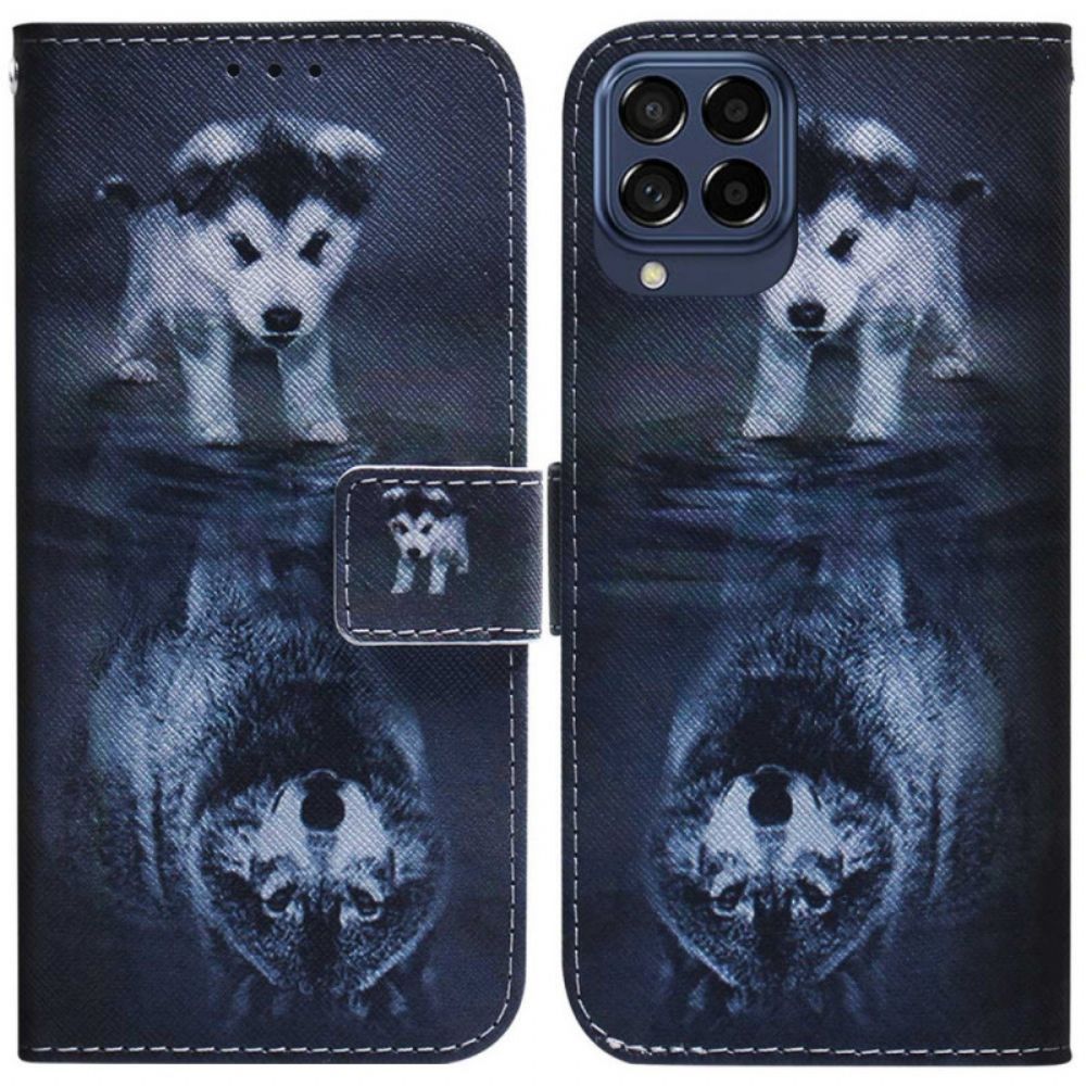 Flip Case voor Samsung Galaxy M53 5G Droom Van Puppy