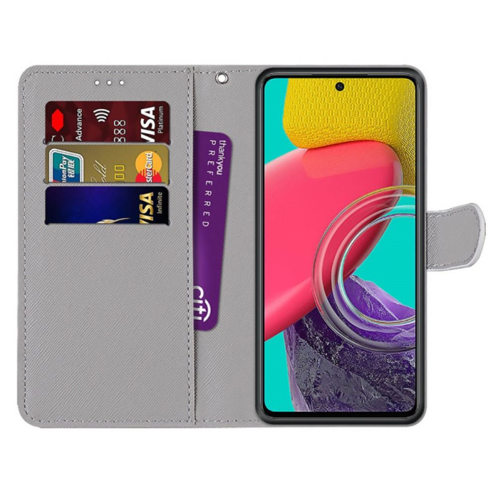 Flip Case voor Samsung Galaxy M53 5G Grafiek Met Lanyard