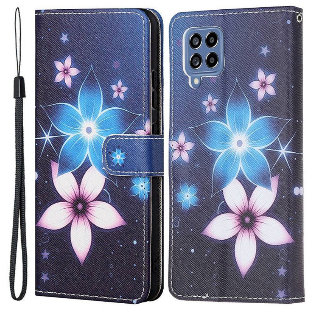 Flip Case voor Samsung Galaxy M53 5G Met Ketting Maanbloemband