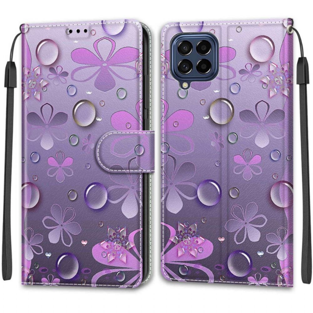 Flip Case voor Samsung Galaxy M53 5G Met Ketting Thong Drops