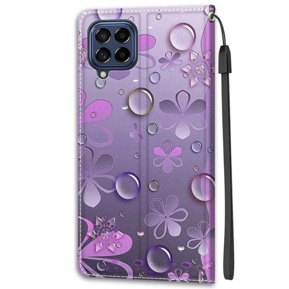 Flip Case voor Samsung Galaxy M53 5G Met Ketting Thong Drops