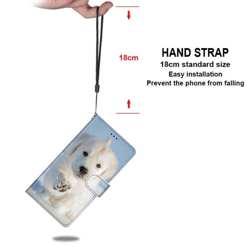 Flip Case voor Samsung Galaxy M53 5G Met Ketting Thong Hond